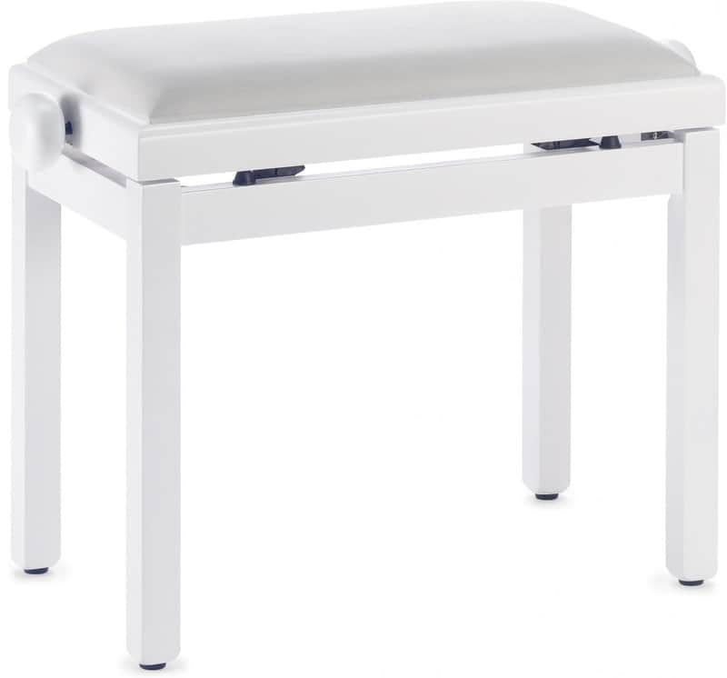 Stagg PBF39 Piano Bench Matte White w/ White Velvet Cushion image 1