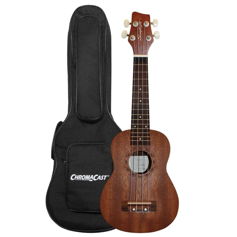 Sawtooth Mahogany Soprano Electric Ukulele w Gig Bag and Fishman KUL-101 Preamp/Built In Tuner image 1
