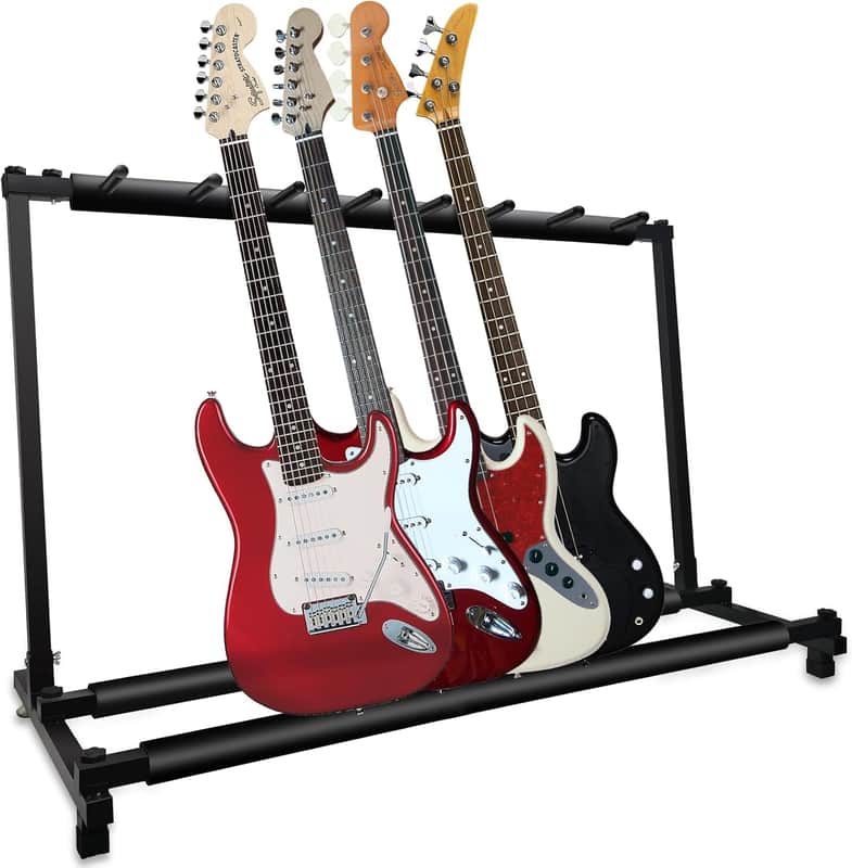 Multi Guitar Stand, 7 Guitar Stand Rack, Folding Guitar Stand, Guitar Rack for Multiple Guitars for Acoustic, Electric Guitar, Bass, Guitar Holder Stand, Multiple Guitars Display (7 Holder) image 1