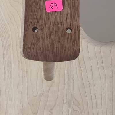 Compact Offset Bass Body NOS- High End Maple Top-Mahogany accent -solid ONE-piece Butternut (White Walnut) Back - Unfinished Front Routed LIMITED Luthier Supply R29 image 12