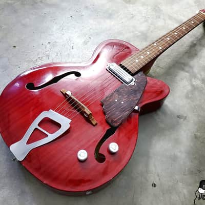 RARE Julio Giulietti  Model A2 Italian Semi-Hollow Jazzbox Electric Guitar w/ OHSC! (1962, Cherry) image 13