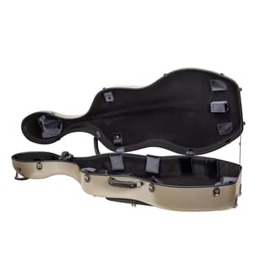 Crossrock Poly Carbon Case with Wheels fits 4/4 Full Size Cello, Includes Outside Music Pouch, 3 Handles, Detachable Straps-Champagne image 4