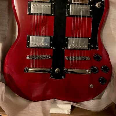 Unbranded Double/ Twin Neck 6 & 12 String Red Electric Guitar image 3
