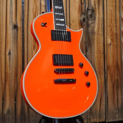ESP CUSTOM SHOP Eclipse CTM - Ebony Neon Orange 6-String Electric Guitar w/ Case image 8