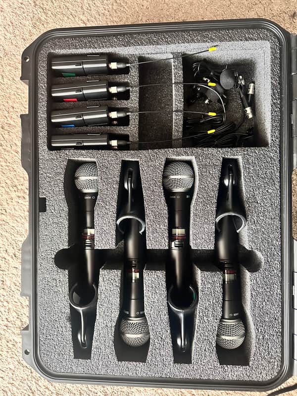 Shure QLX-D Wireless System Package (4x QLXD2/SM58 + 4x QLXD1 Bodypacks + 4 Lavaliers) 2014-present - Black image 1