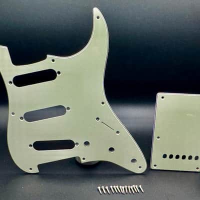 USA MADE Fender Stratocaster Vintage Mint Green White 3 Ply 8 Hole Pre-CBS Pickguard Set with Backplate and Aged Screws Eric Clapton Eric Johnson SRV image 1
