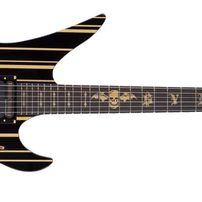 Schecter Synyster Custom-S Electric Guitar - Gloss Black with Gold Pinstripes (1742) image 2