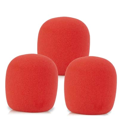 Sm58 Pop Filter?Mic Foam Replacement For Shure Sm58 Sm48 Vocal Microphone Windscreen, Red Noise-Cancellation Windsock Cover 3-Pack