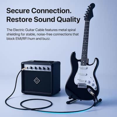 Guitar Cable 50ft, Amp Chord Electric Guitar Aux Amp Cord Braided, TS 1/4 Quarter Inch Straight to Right Angle Bass Instrument Cables Pro Audio (Black, 1-Pack) image 3