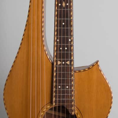 Knutsen 10 String Harp Guitar, c. 1915, black gig bag case. image 8