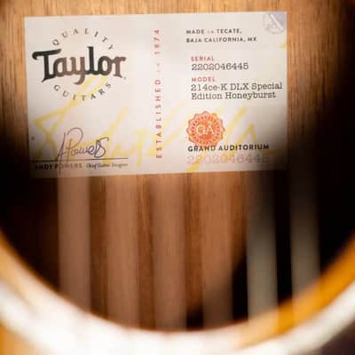 Taylor 214ce-K DLX Special Edition Grand Auditorium Acoustic/Electric Guitar - Honeyburst with Hardshell Case image 15