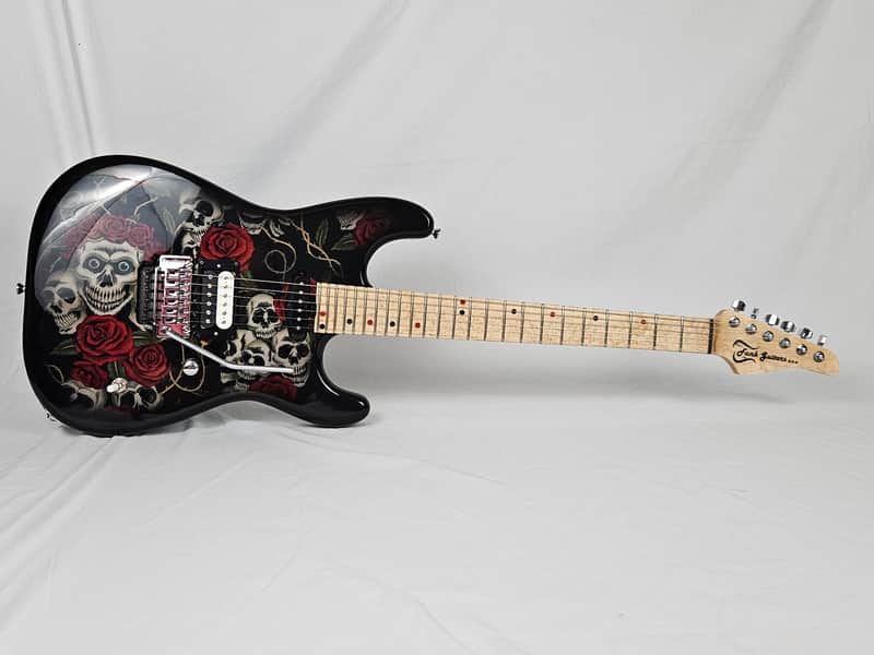 Funk Guitars usa S Series Skulls N Roses Superstrat guitar w/Floyd Rose & Dimarzio Pickups image 1