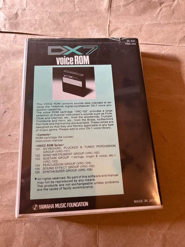 Yamaha DX7 Data ROM Cartridge Wind Instrument Group Vrc-102
