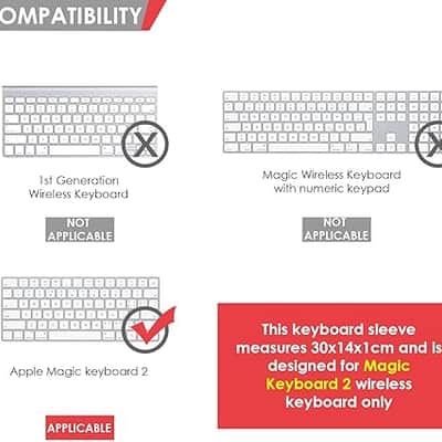 Keyboard Case, Ultra Slim PU Leather Keyboard Sleeve Bag Case Suitable for Magic Keyboard 2, Not Included Keyboard, 30x14x1cm (Light Blue) image 3