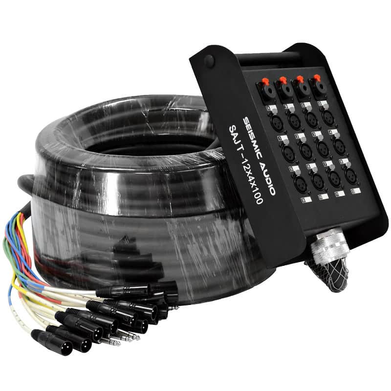 Seismic Audio SAJT-12x4x100 12-Channel XLR Snake Cable w/ (4x) 1/4" TRS Returns - 100' image 1