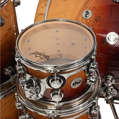 Used DW Exotic 7-Piece Santa Monica Deep Rich Red over Olive Ash Burl & Butter Edges w/ Red Pearl image 3