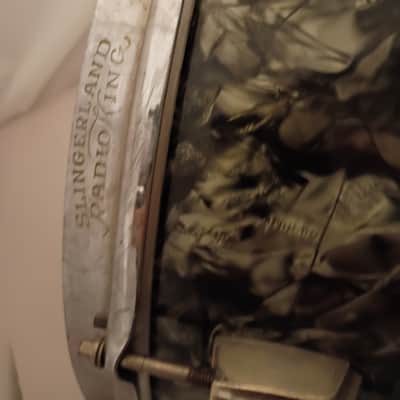 Slingerland/Radio King Snare drum 8x14 clamshell strainer solid shell 1940s - Black Diamond Pearl BDP image 14