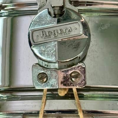 Rogers Powertone 5 x 14" Chrome over Brass Snare Drum  #6530 8 Lug Vintage Cleveland Era image 5