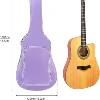 Acoustic Guitar Bag 40 41 Inch, Guitar Gig Bag, Double Shoulder Adjustable Straps Guitar Case, Waterproof Soft Guitar Backpack Large Capacity Pocket for Acoustic Classical Guitar, Ideal Gift, Purple image 2