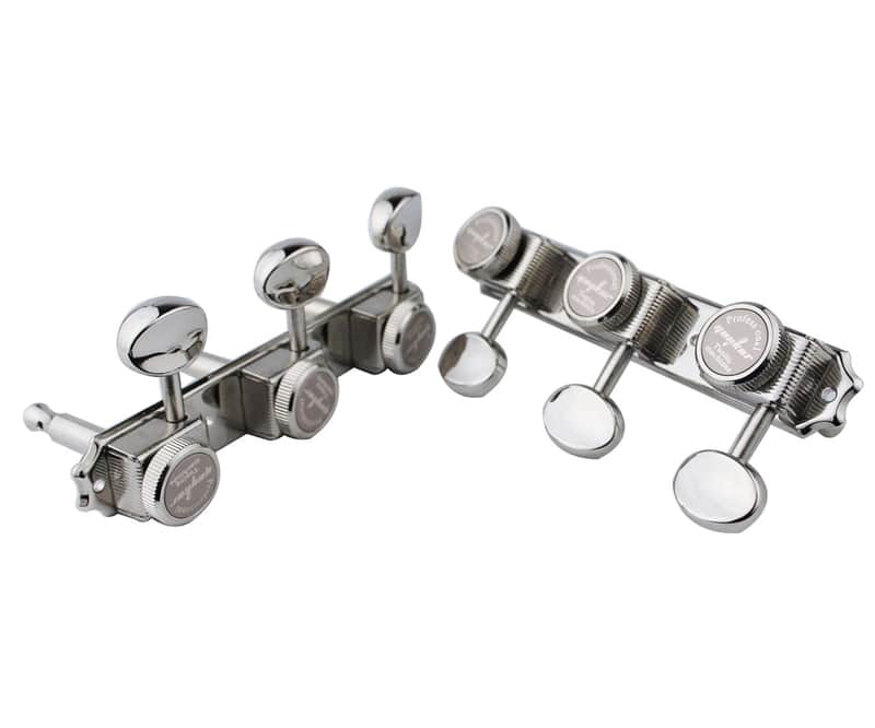 Guyker Guitar Locking Tuners on a Plate 3R-3L – Vintage Style Lock String Tuning Key Pegs Machine Heads Replacement, Nickel image 1