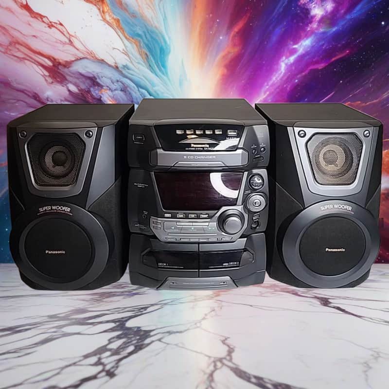 Panasonic Radio Stereo System Boombox SA-AK25 5 CD Changer dual