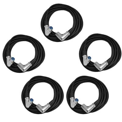 Seismic Audio SAXRA25-5PACK Right-Angle XLR Male to Right-Angle XLR Female Mic Cables - 25' (5-Pack)