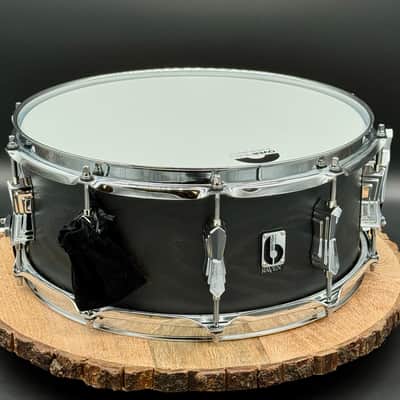 British Drum Company Raven 14x6" Birch / Ash 10-Lug Snare Drum - Black Ash Satin. Free Shipping image 9