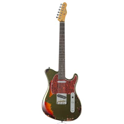 Fame Custom TL RW Worn Olive over Sunburst - Electric Guitar image 2