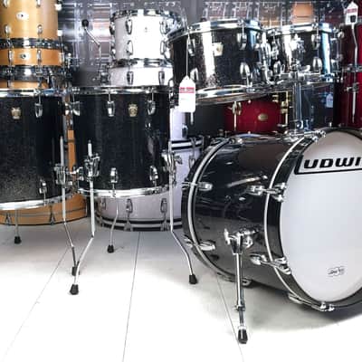 Used Ludwig Classic Maple 5pc Drum Set Black Galaxy Sparkle image 1