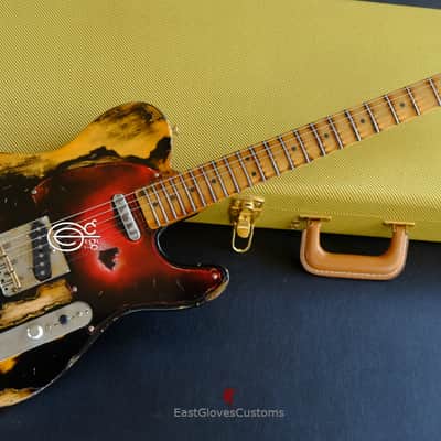 Fender American Vintage '52 Reissue Telecaster Black over Butterscotch Heavy Aged Relic image 19