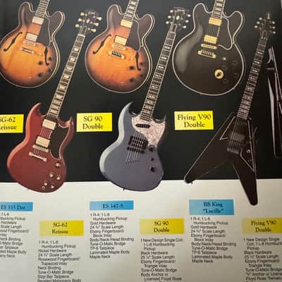 Gibson The legend lives on catalog brochure 1989 Flying V 90 les Paul custom lite standard studio Junior II SG ES-335 347 B B King Lucille 62 9" Double Chet Atkins SST CE/CEC country gentleman ES-175 L-4CES U-2 image 3