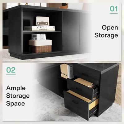 78" L-Shaped Music Production Desk – Executive Studio Workstation with Drawers image 3
