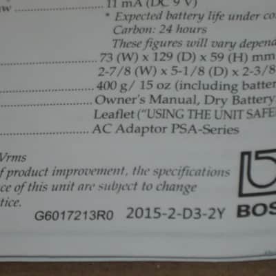 Boss original INSTRUCTIONS for GE-7, CS-3, and NS-2 (NO pedals, NO boxes, NO other items) 2010s (copyright years, 2010, 2015, and 2016) - white matte paper - black print, black graphic image 17