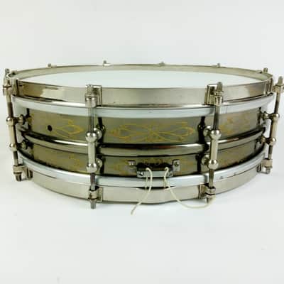 Ludwig 4x15"BLACK BEAUTY Snare Drum'26-8 Deluxe 12Leaf Engraved Nickel-Brass 20s image 8