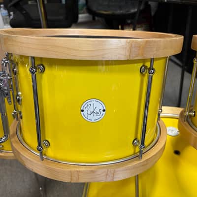 Rukus Custom 5 piece all maple set/wooden hoops 20 22 - Tony Williams Yellow gloss image 3