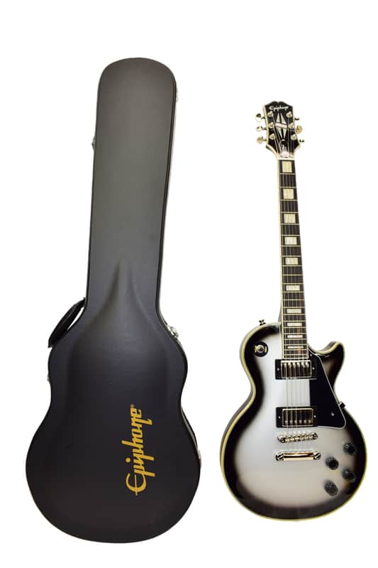 Epiphone Les Paul Custom LTD Electric Guitar, Silver Burst w/ Case image 1