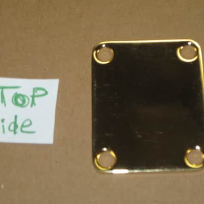 very lightly relic'd genuine Fender Gold Four Bolt Neck Plate (gold plated steel) +screws p/n 0991447200 (blank, NO Micro-Tilt Adjustment) from 2002-2003 SRV Artist Ser Strat (NO guitar) but can be used on dif year guitar / bass] Screws: # 8, 1&1/4" L image 21