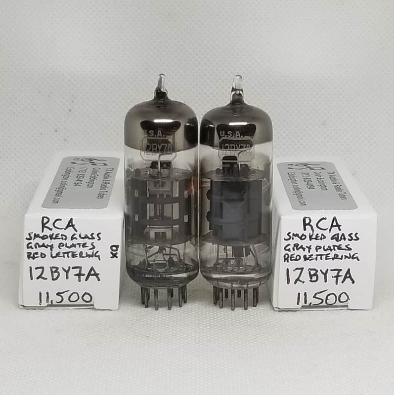 RCA 12BY7A Gray Smoked Glass Perfectly Matched Pair NOS 12BV7 12DQ7 image 1