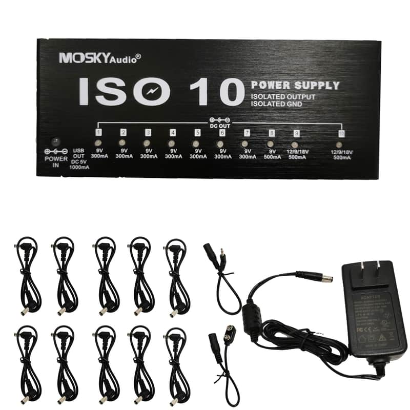 Mosky Pedal Power Supply DC 9V-18V 10 Outputs US/UK/EU Plug,price include the import duty to US buyer image 1