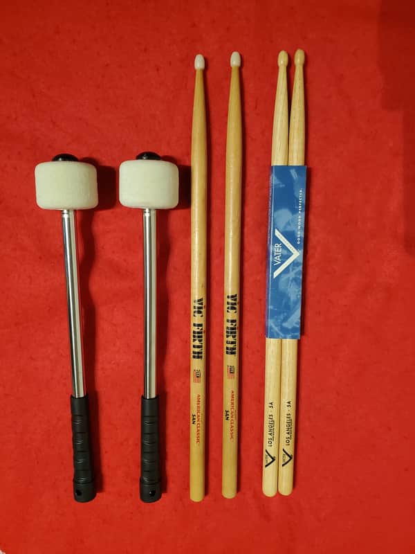 6 Piece "Vic Firth & Vater" 5A Drumsticks & Mallets Lot - Save $ image 1