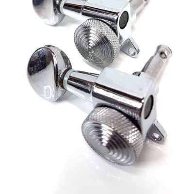 Brio Left Handed 6 In Line Guitar Locking Tuners Oval Chrome image 4