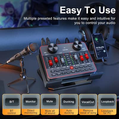 Podcast Equipment Bundle for 2 Mic Tiktok Video Content Creator Kit, Audio Interface DJ Mixer Sound Card/Board Condenser Microphone for Studio Smartphone/PC/Laptop Broadcast Recording/Live Stream image 4