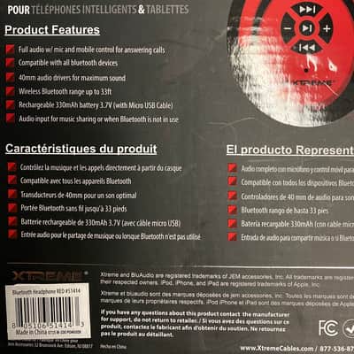 Blu Audio Xtreme - Bluetooth Headphones with Microphone - Red or green image 4
