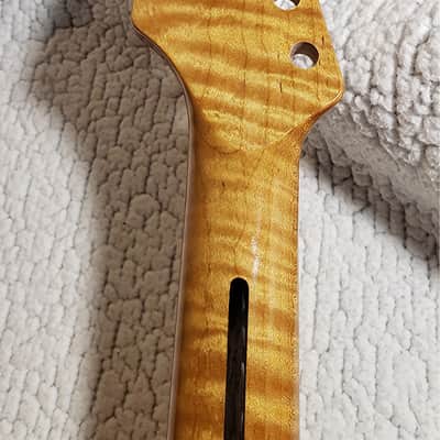 Overstock special on a beautiful USA made Roasted,flame maple neck with flame maple fingerboard. Made for Strat body .#MMS-P1 image 6