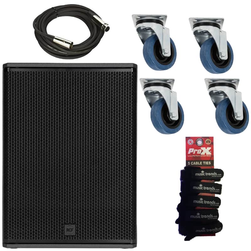 RCF SUB 18-AX PROFESSIONAL ACTIVE 18" SUBWOOFER (BLACK) + Wheels + XLR Cable image 1