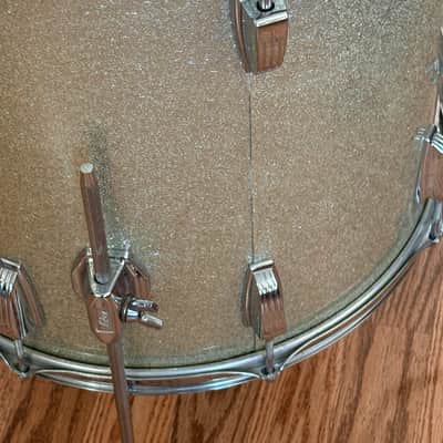 Vintage 1968 Ludwig 16" Floor Tom Silver Sparkle white Interior for drum set image 8