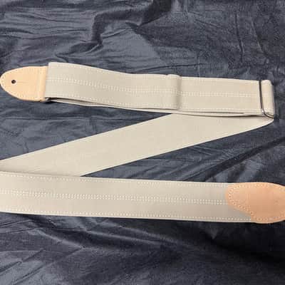 Fender Logoed 2” Canvas Guitar Strap with Sandwiched leather Tabs and Metal Buckle Tan/Beige image 1