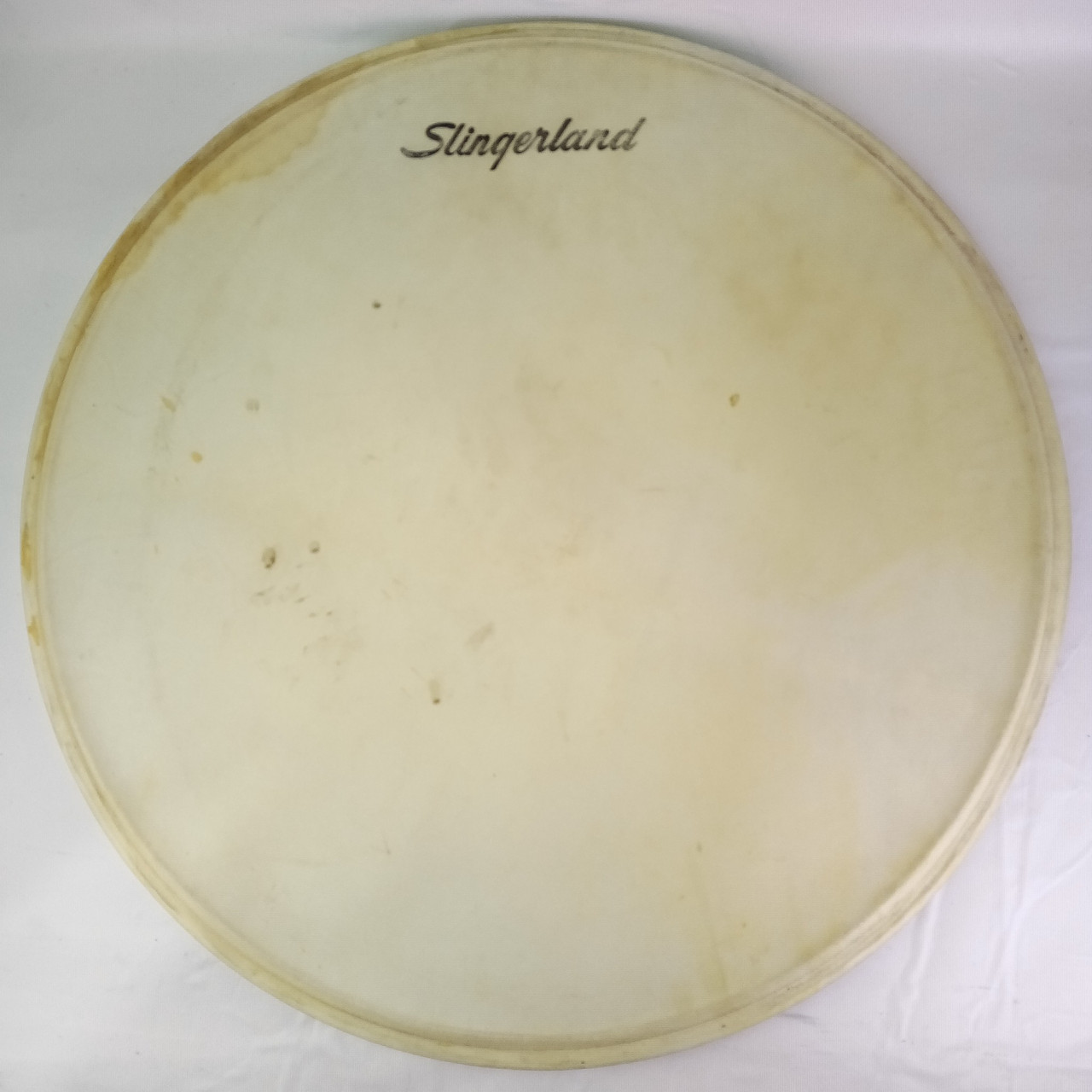 Slingerland 20"Logo Resonant Bass Drum Genuine Calf Skin Head Radio King Vintage — main photograph