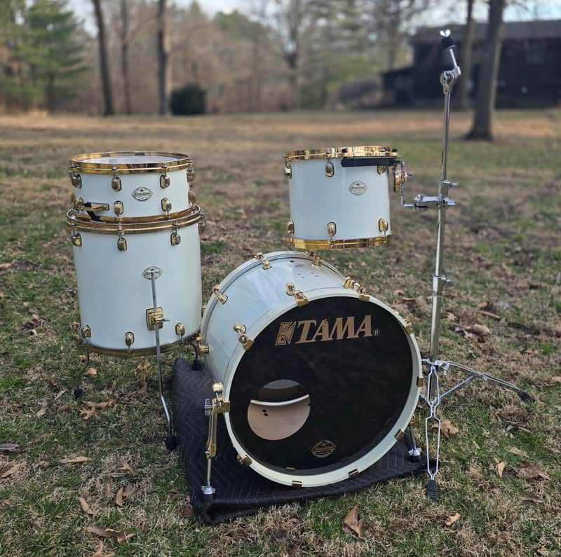 Tama Starclassic Maple MIJ 13,16,22 with matching snare 1990s - Piano White Lacquer /Gold hdwr. image 1