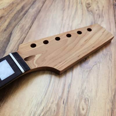 Stratocaster Compatible Roasted Maple and Rosewood Guitar Neck Pearl Inlays Unfinished Paddle Headstock image 5